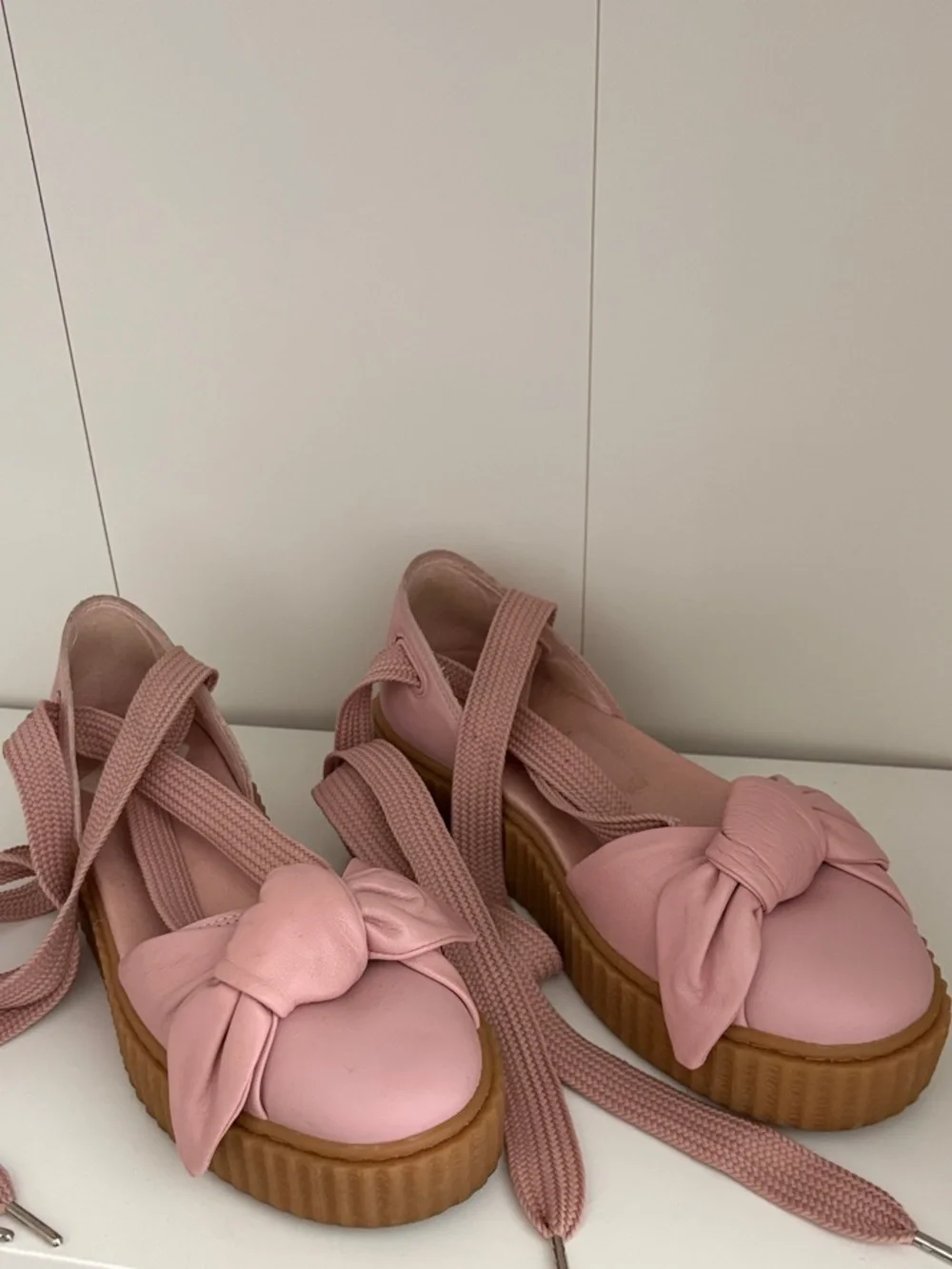 Women’s Pink Platform Lace-Up Sandals